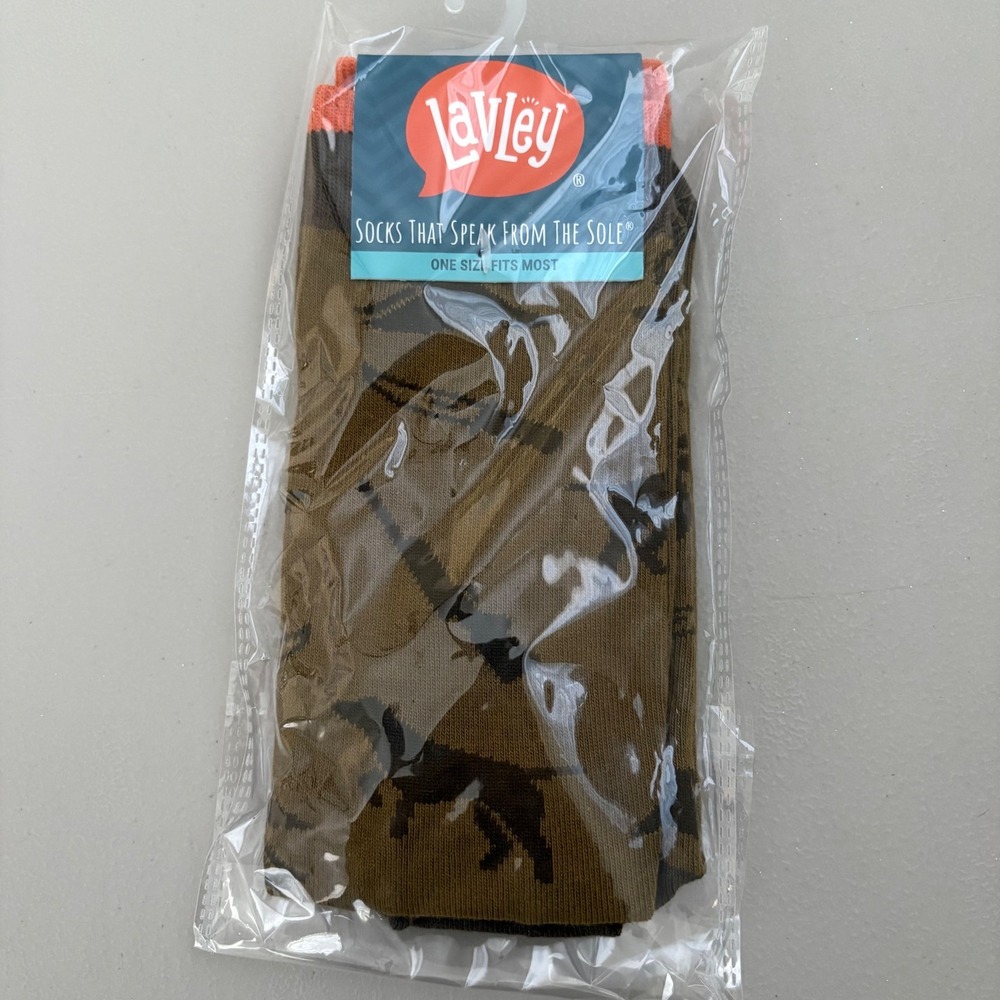 Lavley Mens Id Rather Be Hunting Novelty Crew Socks Brown Orange Size 6-13 60281